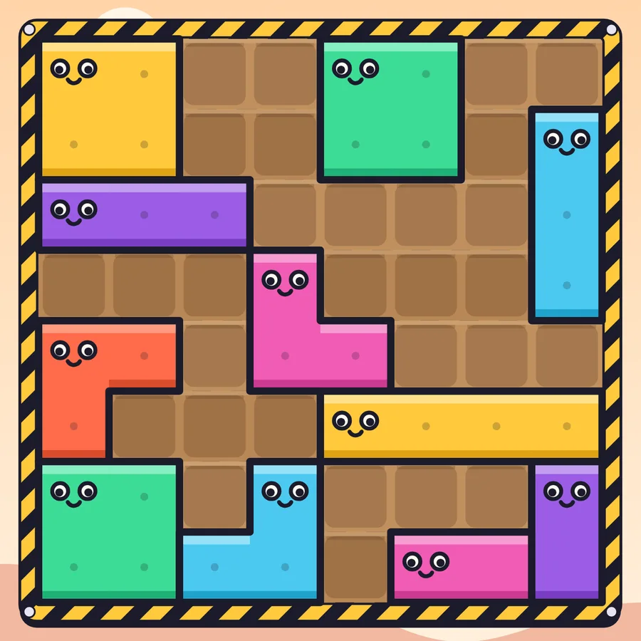 Clunk Puzzle: face blocks on an 8×8 board